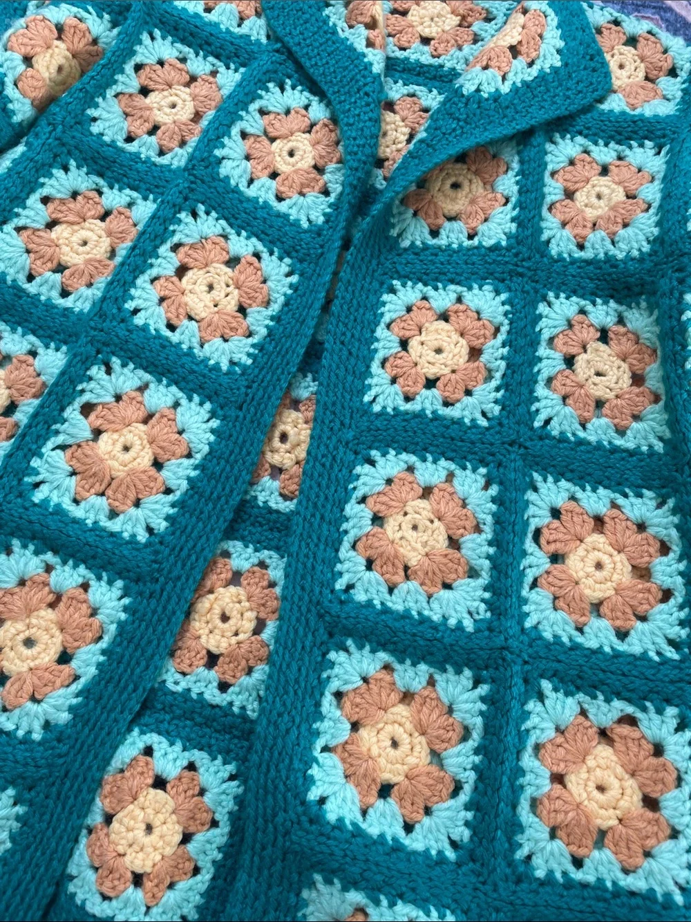 Handmade Green & Yellow Crochet cottagecore cardigan - Picture 2 of 5